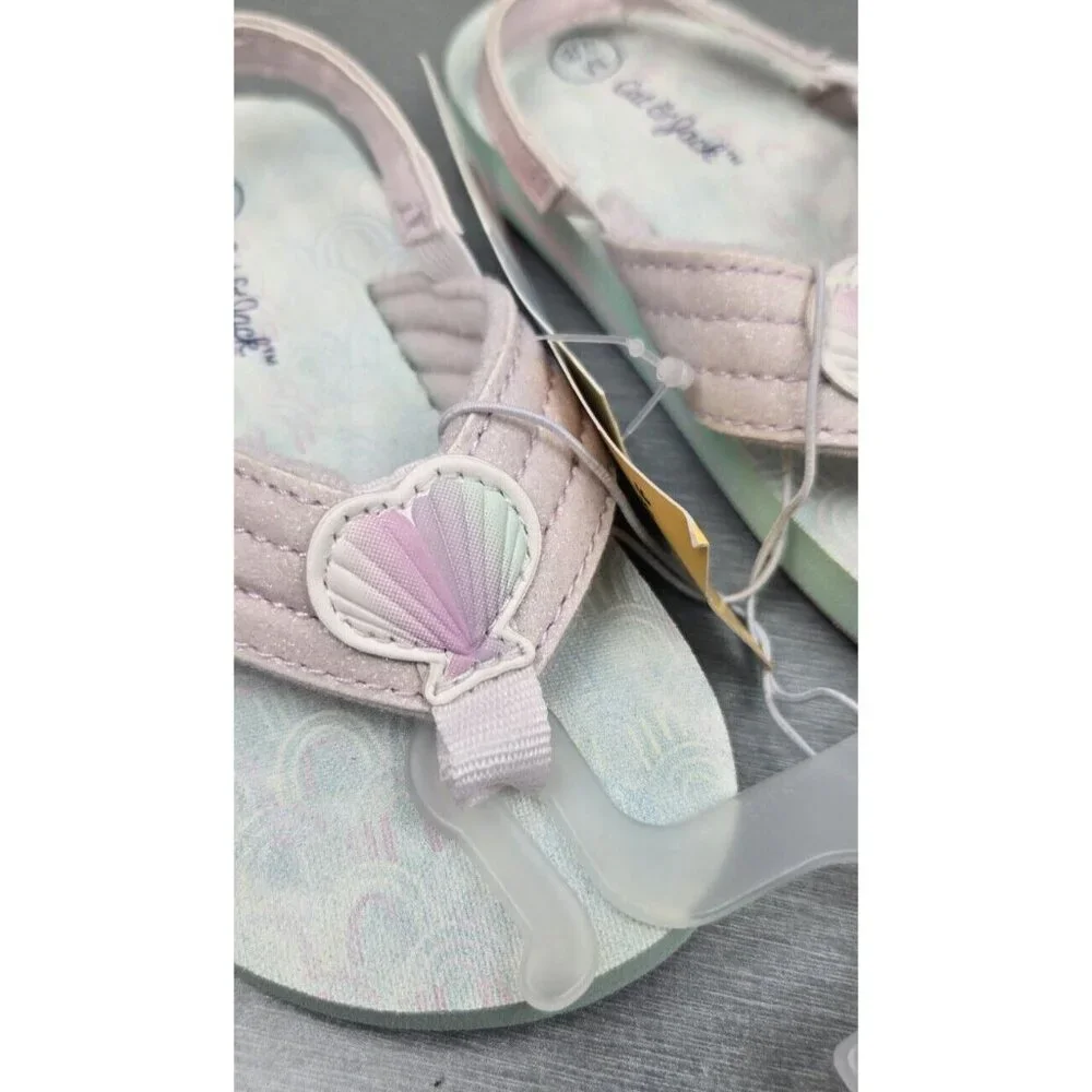 Cat & Jack sandals Size 7/8 Toddler Girls Pastel Seashell Flip Flops Small
